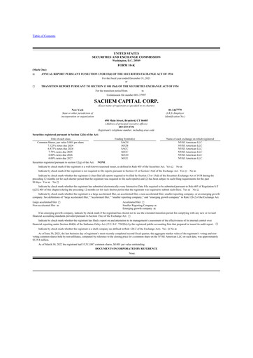 Miniature Sachem Capital
 10-K Rapport annuel 2021
