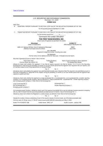 Thumbnail The First Bancshares 10-Q Quarterly Report FY2022 