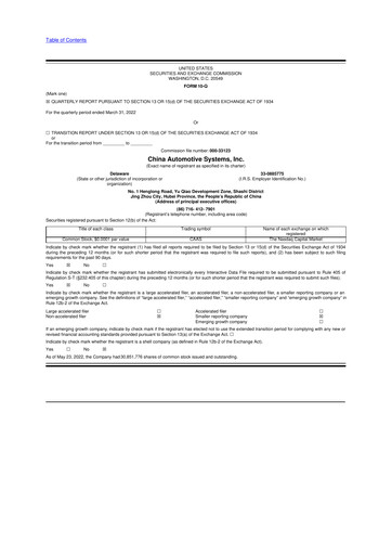 Vorschaubild China Automotive Systems 10-Q Quartalsbericht 2022 