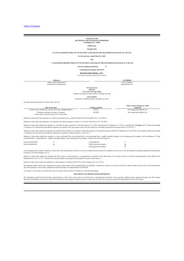 Thumbnail Reservoir Media 10-K Annual Report 2022