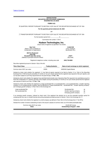 Thumbnail Hudson Technologies 10-Q Quarterly Report FY2022 