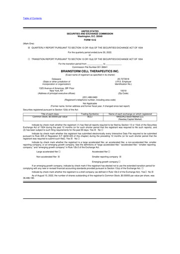Thumbnail BrainStorm Cell Therapeutics 10-Q Quarterly Report FY2022 
