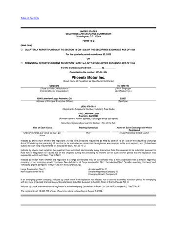 Vorschaubild Phoenix Motor 10-Q Quartalsbericht 2022 