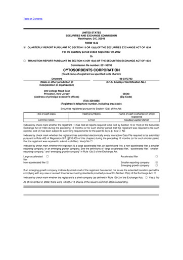 Miniature Cytosorbents 10-Q Rapport trimestriel 2022 