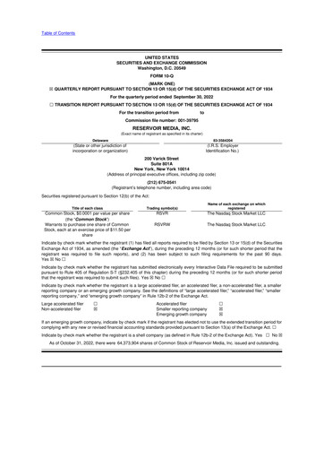 Thumbnail Reservoir Media 10-Q Quarterly Report FY2022 