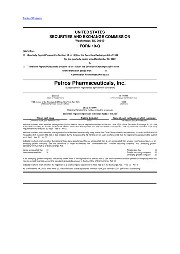 Thumbnail Petros Pharmaceuticals 10-Q Quarterly Report FY2022 