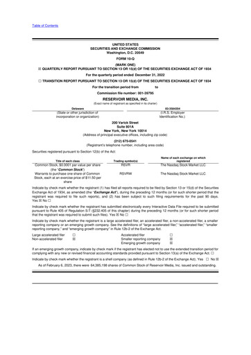 Thumbnail Reservoir Media 10-Q Quarterly Report FY2022 