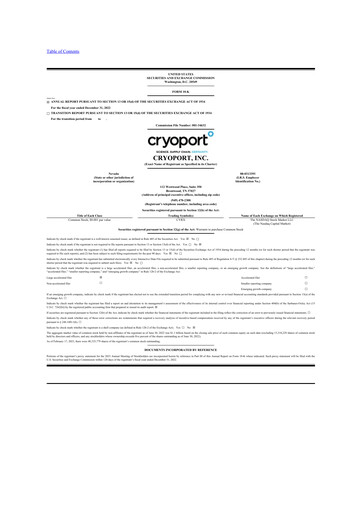 Thumbnail CryoPort 10-K Annual Report 2022