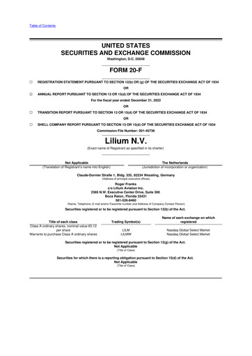 Thumbnail Lilium 20-F Annual Report 