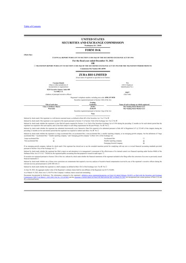 Thumbnail Zura Bio 10-K Annual Report 2022