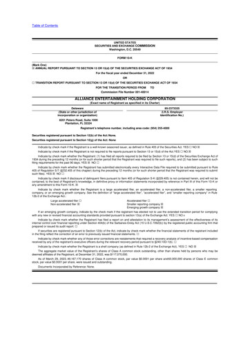 Thumbnail Alliance Entertainment 10-K Annual Report 2022