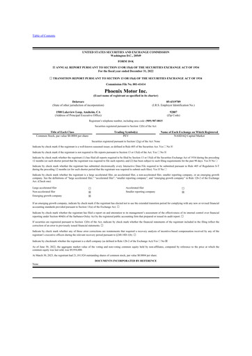 Thumbnail Phoenix Motor 10-K Annual Report 2022