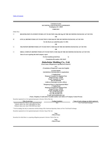 Thumbnail Jinko Solar 20-F Annual Report 2022