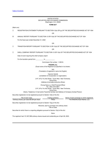 Thumbnail TROOPS, Inc. 20-F Annual Report 2022