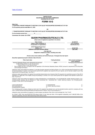 Thumbnail Quoin Pharmaceuticals 10-Q Quarterly Report FY2023 