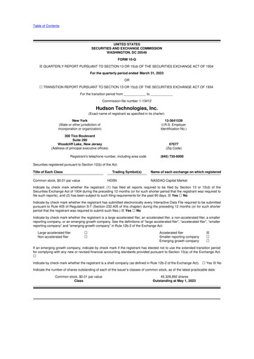 Thumbnail Hudson Technologies 10-Q Quarterly Report FY2023 