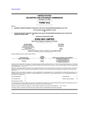Thumbnail Zura Bio 10-Q Quarterly Report FY2023 