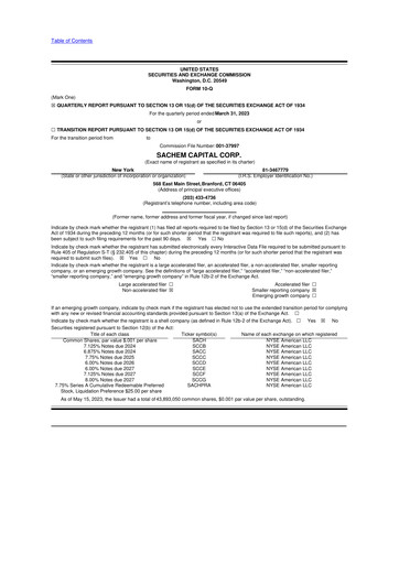 Thumbnail Sachem Capital
 10-Q Quarterly Report FY 