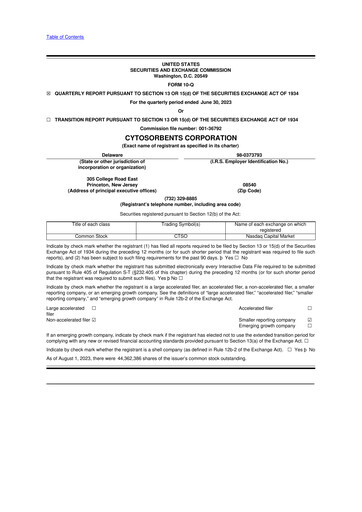 Miniature Cytosorbents 10-Q Rapport trimestriel 2023 