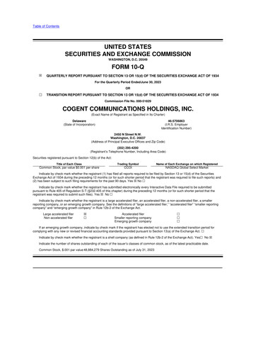 Thumbnail Cogent Communications
 10-Q Quarterly Report FY2023 
