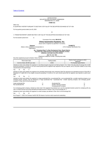 Vorschaubild China Automotive Systems 10-Q Quartalsbericht 2023 