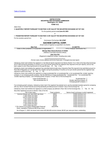 Thumbnail Sachem Capital
 10-Q Quarterly Report FY 