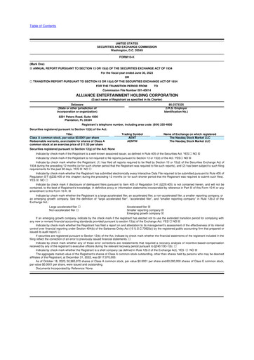 Thumbnail Alliance Entertainment 10-K Annual Report 2023