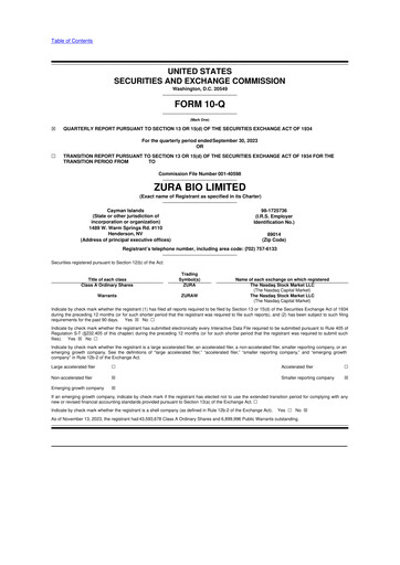 Thumbnail Zura Bio 10-Q Quarterly Report FY2023 