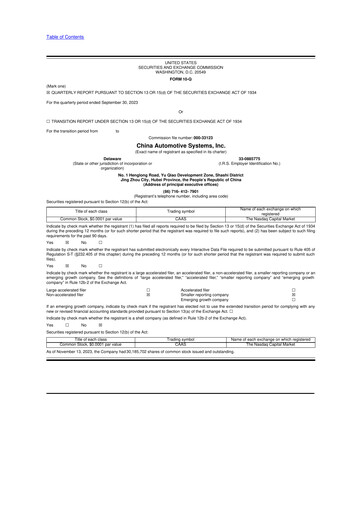 Vorschaubild China Automotive Systems 10-Q Quartalsbericht 2023 