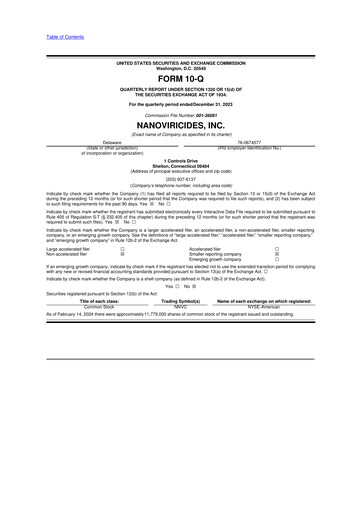 Thumbnail NanoViricides 10-Q Quarterly Report FY2024 