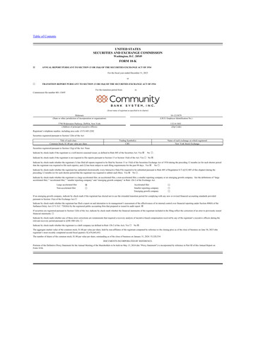 Thumbnail Community Financial System 10-K Annual Report 2023