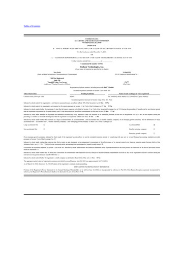 Thumbnail Hudson Technologies 10-K Annual Report 2023