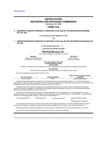 Thumbnail Sterling Bancorp 10-Q Quarterly Report FY2024 