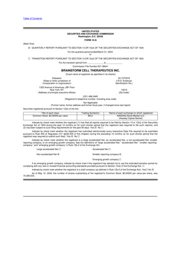 Thumbnail BrainStorm Cell Therapeutics 10-Q Quarterly Report FY2024 