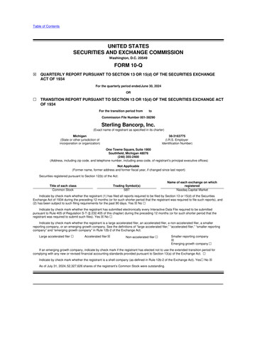Thumbnail Sterling Bancorp 10-Q Quarterly Report FY2024 