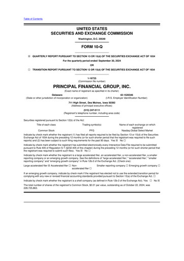 Thumbnail Principal Financial Group 10-Q Quarterly Report FY2024 