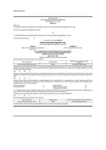 Vorschaubild China Automotive Systems 10-Q Quartalsbericht 2024 