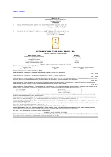 Thumbnail International Tower Hill Mines 10-K Annual Report 2024