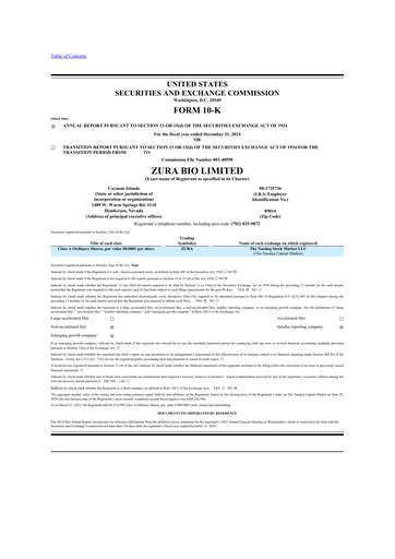 Thumbnail Zura Bio 10-K Annual Report 2024