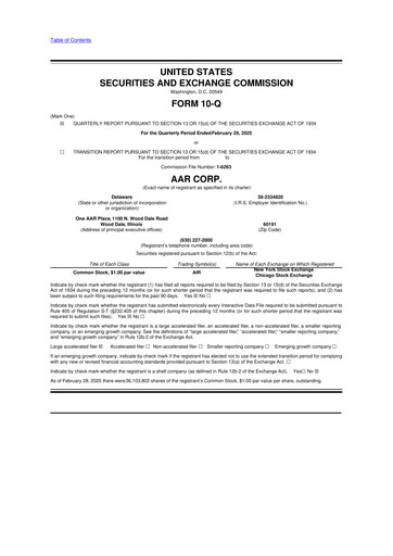 Thumbnail AAR 10-Q Quarterly Report FY2025 