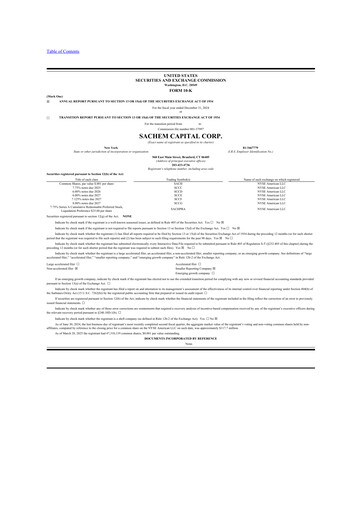 Miniature Sachem Capital
 10-K Rapport annuel 2024