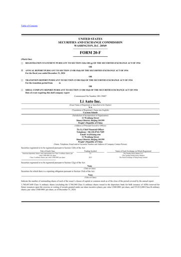 Thumbnail Li Auto 20-F Annual Report 2024