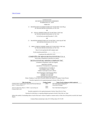 Thumbnail Buenaventura Mining Company  20-F Annual Report 2024