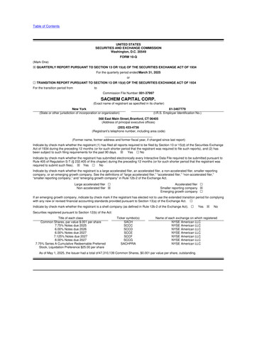 Thumbnail Sachem Capital
 10-Q Quarterly Report FY 