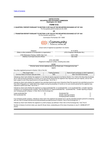 Thumbnail Community Financial System 10-Q Quarterly Report FY2025 