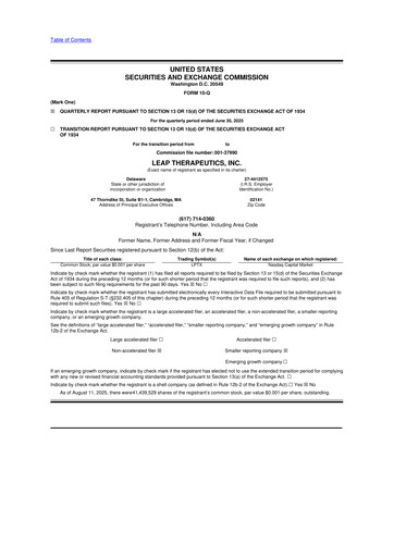 Thumbnail Leap Therapeutics
 10-Q Quarterly Report FY2025 