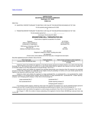 Thumbnail BrainStorm Cell Therapeutics 10-Q Quarterly Report FY2025 