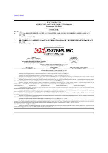 Thumbnail OSI Systems
 10-K Annual Report 2025