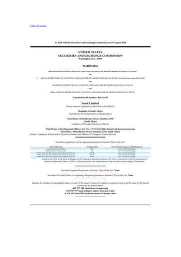 Thumbnail Sasol 20-F Annual Report 2025