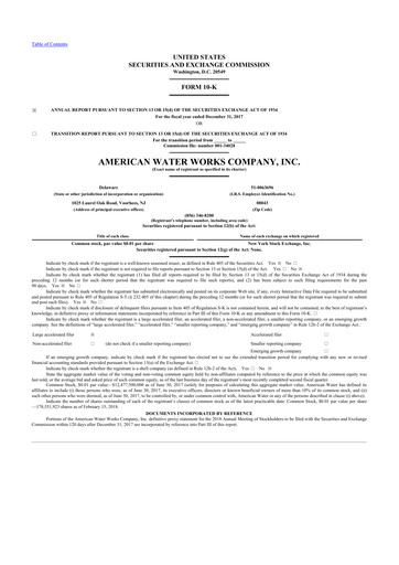 Thumbnail American Water 10-K Annual Report 2017